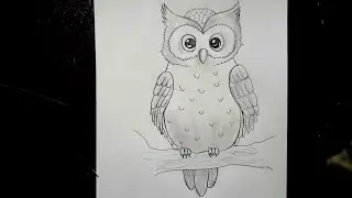 How draw owl 🦉.  Pencil sketch of owl . Easy method to draw 🦉. Drawing tutorial