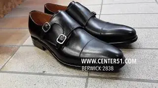 Chaussure &agrave; double boucles Berwick 2838 cuir noir