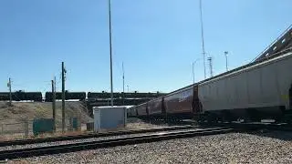 Bnsf 7235 leads a grain train with a beautiful K5HL and slams the diamond in Houston Texas!!!
