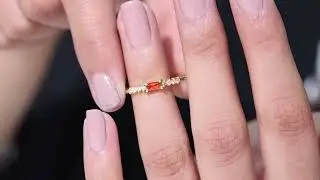 1/2 CT Orange Sapphire Promise Ring with Diamond, Minimal Orange Sapphire Promise Ring