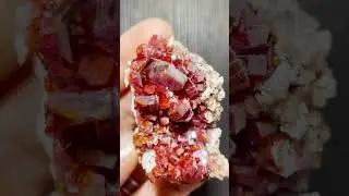 Bright Red Vanadinite on White Barite from Morocco - DallasStoneworks.com