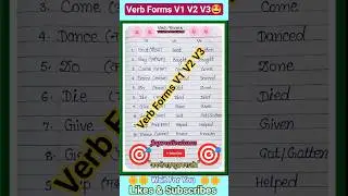 Verb Forms V1 V2 V3 | Verb Forms | Verb Forms in English🤩#verbforms #shorts #youtubeshorts #ytshorts