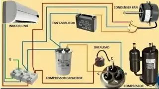AC Outdoor ဝါယာရိန်း (non inverter) #airconditioner #fanmotor #lpefg #compressor #capacitor #wiring