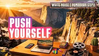 white noise for studying with Pomodoro Timer on a desk in Grand Canyon and LoFi Music
