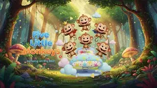 Five Little Monkeys Jumping on the Bed | Learning Nursery Rhyme for Kids With Captions 