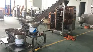 Vibrating tray packaging machine Model 420 4 vibrating trays for packaging nuts demonstration 電子秤包裝機