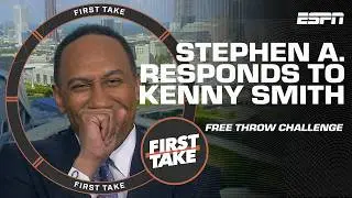 Stephen A. RESPONDS to Kenny Smith's free throw challenge 👀 🏀 | First Take