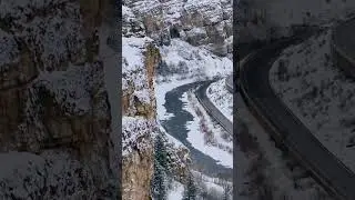 Winter in Glenwood Canyon #glenwoodsprings #winter #mountains #drone