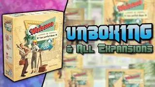 Welcome To and All Expansions Unboxing |  Deep Water Games & Blue Cocker Games