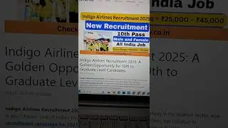 Indigo Airlines Recruitment 2025 | AirPort Vacancy 2025 | Airport Recruitment 2025 #airportvacancy
