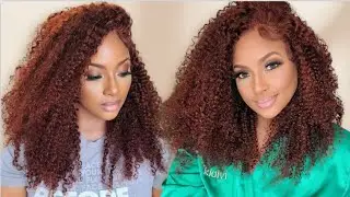 Textured AUBURN Kinky Curly Affordable WIG!!&nbsp;Easy Reddish Brown Beginner Wig Install FT KLAIYI HAIR
