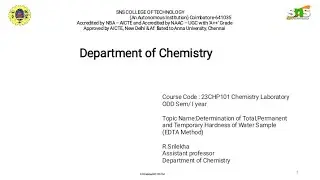 Design Thinking Lecture Video | Hardness of water Sample using EDTA Method | R SRILEKHA | AP | SNSCT