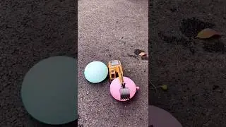 RC cars smashing balloons
