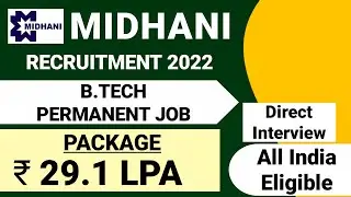 MIDHANI RECRUITMENT 2022|CTC ₹ 29.10 LAKHS| PERMANENT JOB| MIDHANI LATEST JOBS 2022| MIDHANI VACANCY