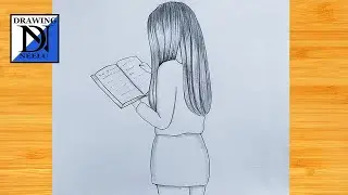 How to draw a girl reading book | Pencil sketch drawing tutorial | easy drawing | simple drawing