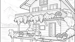 Color by Number Lakeside Balcony & Lotus Pond Zen Color app Paint by Number #coloringbook #summer