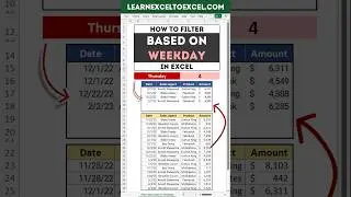 Excel Pro Trick: Filter Data based on Weekday in Excel with FILTER Function in Excel Formula: How To