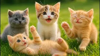 Adorable Kittens Playing Happily on the Grass ☀️🐾 &ndash; Soothing Cat Meows & Nature Sounds