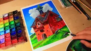Who could resist a red fairy-tale house in watercolors「NICKER」Spirited Away｜no music｜no talking｜ASMR
