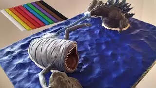 GODZILLA EARTH VS SEA EATER WITH CLAY/PLASTILINA.