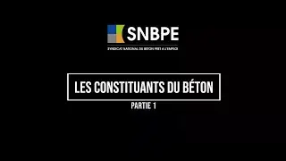 [Webinaire SNBPE : Maitriser les constituants du béton] #1 - les constituants du béton