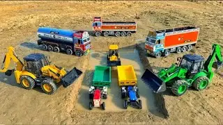 JCB Tractor Cartoon Video | Swaraj Tractor New Holland Tractor Muddy Accident Pulling Out JCB 3DX?