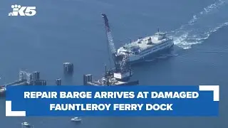 Repair barge arrives at Fauntleroy ferry dock