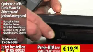 GeneralKeys optische Bluetrace Mini-Funkmaus 2.4 GHz mit Mini-Receiver
