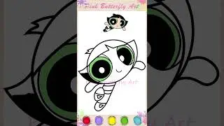 Buttercup Powerpuff Girls Drawing and Coloring for Kids Toddlers Preschoolers #pinkbutterflyart
