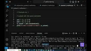 (SY) issubset() set method in python