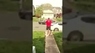 Delivery driver still holding pizza as he trips high-speed chase suspect