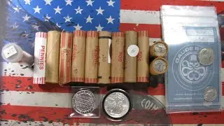 Quarters, wheat cent rolls hunt, silver sale-2024 ASE, OPM Metals- #coinhunting #silver #giveaway