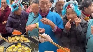 Cooking deep fried tofu and potato chips, eating for free. #eatingshow 