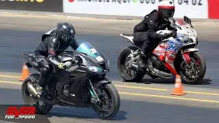 Honda CBR1000RR 𝙑𝙎 Kawasaki Ninja ZX10R 🏁 5 Carreras 🏍️🏍️🚦 DRAG RACING
