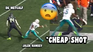 DK Metcalf Vs Jalen Ramsey 🤬 *CHEAP SHOTS! (WR vs CB) Seahawks vs Dolphins 2024 highlights