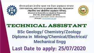 CSIR-CIMFR recruitment 2020|  Technical Assistant|