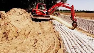 Flexamat&reg; Permanent Erosion Control Mat Roll Being Installed in a Drainage Ditch in Somis CA