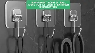 Seamless Adhesive Hooks | Transparent Acrylic Wall Hooks for Kitchen & Bathroom Organization