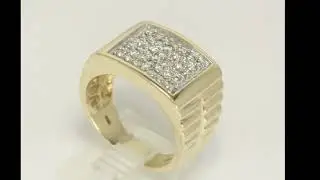 Mens Diamond Textured Ring .95CT 145K YG Gold Size 9 1/2 - 31837