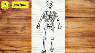 How to draw human skeleton step by step very easy method