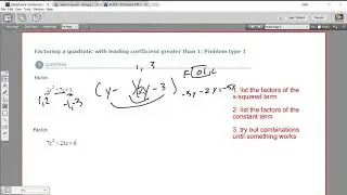 Factoring a quadratic with a leading coefficient greater than 1 - problem type 1