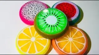 FAZENDO 5 SLIMES TRANSPARENTES DAS FRUTINHAS | CLEAR FRUIT SLIMES POR SOFIASFURLANI