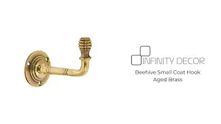 INFINITY DECOR - Beehive Small Coat Hook Aged Brass |  Wall Mounted Hook Rack | Solid Brass Hook