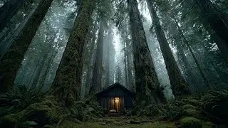 Tranquil Misty Hearth Haven 🌲 Sleepy Lofi Music (1 Hour)
