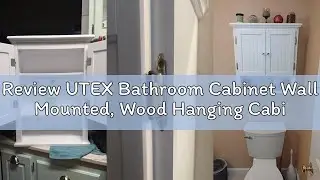 Review UTEX Bathroom Cabinet Wall Mounted, Wood Hanging Cabinet, Wall Cabinets with Doors and Shelve