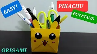 HOW TO MAKE EASY ORIGAMI PIKACHU PEN STAND... IT'S REALLY VERY EASY!