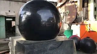 Large Black Stone Floating Globe Ball Fountain, Rotating Revolving Spinning Ball Fountain