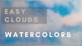 How to paint EASY CLOUDS - Watercolor Basics #1 Painting Demonstration Realistic Blue Sky Real time