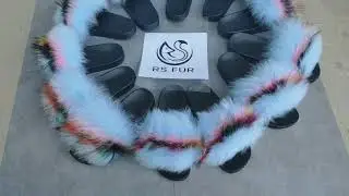 Wholesale fur flip flops fuzzy slippers Colorful women furry fur sides
