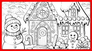 Color by Number Christmas Gingerbread House | Snowman, Candy & Gifts Color Oasis  #coloringbook